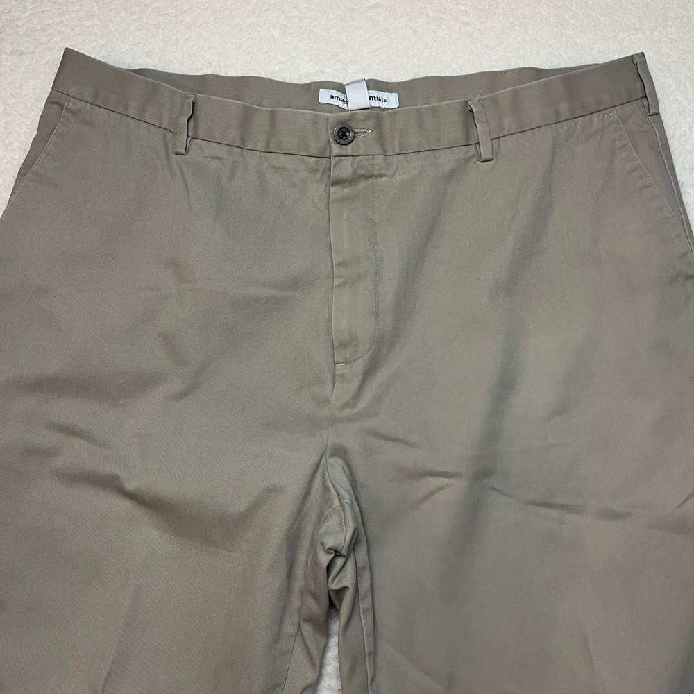 Amazon Essentials Chino Pants Mens 42x30 Tan Khaki Straight Fit Flat Front